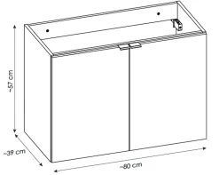 Meuble sous vasque de 80 cm - avec vasque à poser - avec plan - Noir/Oak - 2 portes - VOLTA OAK