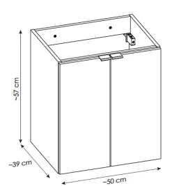 Meuble sous vasque de 100 cm - avec 2 vasques à poser - avec plan - Noir/Oak - 4 tiroirs - VOLTA OAK
