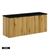 Meuble sous vasque de 140 cm - avec plan - Noir/Oak - 4 portes - VOLTA OAK