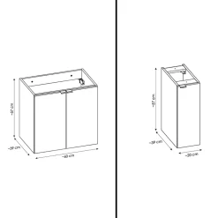 Meuble sous vasque de 140 cm - avec plan - Noir/Oak - 4 portes - VOLTA OAK