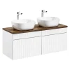 Meuble sous vasque de 120 cm - avec 2 vasques à poser - avec plan - 2 tiroirs - MINO