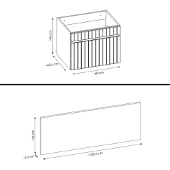 Meuble sous vasque de 120 cm - avec 2 vasques à poser - avec plan - 2 tiroirs - MINO