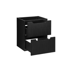 Meuble sous vasque de salle de bain VANO 2 tiroirs Noir mat L50 x P39 x H57 cm Meuble suspendu