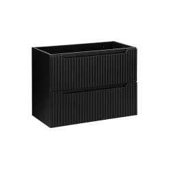 Meuble sous vasque de salle de bain VANO 2 tiroirs Noir mat L80 x P39 x H57 cm Meuble suspendu