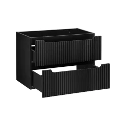 Meuble sous vasque de salle de bain VANO 2 tiroirs Noir mat L80 x P39 x H57 cm Meuble suspendu