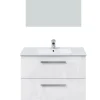 Meuble sous vasque de salle de bain Suspendu 80 cm avec 2 tiroirs + Miroir - Hauteur 57 x Longueur 80 x Profondeur 45 cm