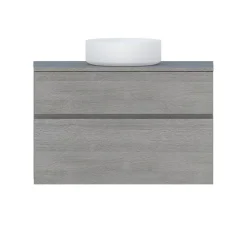 Meuble sous vasque effet chêne clair l.90 x H.57 x P.50 cm 2 tiroirs, Calao