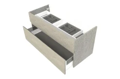 Meuble sous vasque effet chêne clair l.120 cm 2 tiroirs, Calao