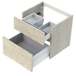 Meuble sous vasque effet chêne clair l.60 cm 2 tiroirs, Calao