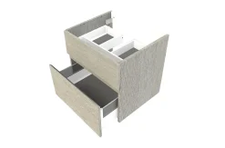 Meuble sous vasque effet chêne clair l.60 cm 2 tiroirs, Calao
