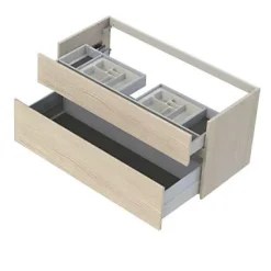 Meuble sous vasque effet chêne l.120 cm 2 tiroirs, Calao