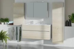 Meuble sous vasque effet chêne l.120 cm 2 tiroirs, Calao