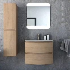 Meuble sous vasque effet bois l.69 x H.55 xP.51 cm, Vague