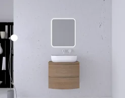 Meuble sous vasque effet bois l.69 x H.55 xP.51 cm, Vague