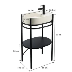 Meuble sous vasque en métal l.55 x H.89,5 x P.37,5 cm, Homesight Pao
