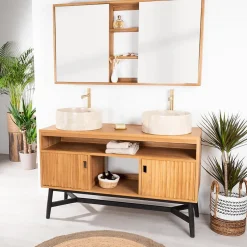 Meuble sous vasque en teck Mya 130 cm