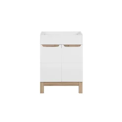 Meuble sous vasque ERMANO Chene clair et blanc brillant 60x84 cm 1 porte À poser