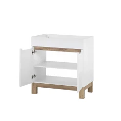 Meuble sous vasque ERMANO Chene clair et blanc brillant 80x84 cm 1 porte À poser
