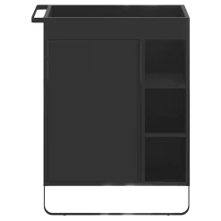 Meuble sous vasque faible profondeur à poser avec porte-serviettes noir l.65 x H.82 x P.36 cm, GoodHome Maza