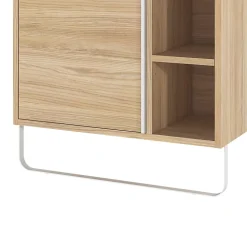 Meuble sous vasque faible profondeur à poser avec porte-serviettes effet bois l.65 x H.82 x P.36 cm, GoodHome Maza