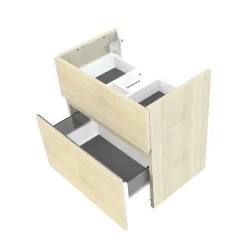 Meuble sous vasque faible profondeur effet chêne l.60 cm 2 tiroirs, Calao