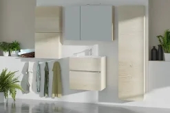 Meuble sous vasque faible profondeur effet chêne l.60 cm 2 tiroirs, Calao