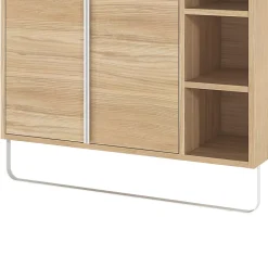 Meuble sous vasque faible profondeur à poser avec porte-serviettes effet bois l.85 x H.82 x P.36 cm, GoodHome Maza