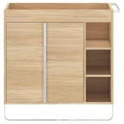 Meuble sous vasque faible profondeur à poser avec porte-serviettes effet bois l.85 x H.82 x P.36 cm, GoodHome Maza