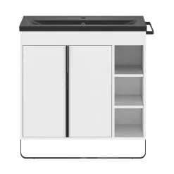 Meuble sous vasque faible profondeur à poser avec porte-serviettes blanc l.85 x H.82 x P.36 cm, GoodHome Maza