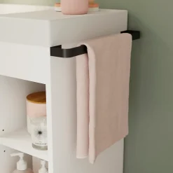 Meuble sous vasque faible profondeur à poser avec porte-serviettes blanc l.85 x H.82 x P.36 cm, GoodHome Maza
