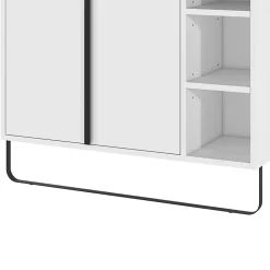 Meuble sous vasque faible profondeur à poser avec porte-serviettes blanc l.85 x H.82 x P.36 cm, GoodHome Maza