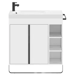 Meuble sous vasque faible profondeur à poser avec porte-serviettes blanc l.85 x H.82 x P.36 cm, GoodHome Maza