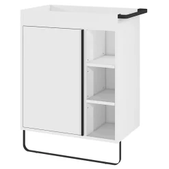 Meuble sous vasque faible profondeur à poser avec porte-serviettes blanc l.65 x H.82 x P.36 cm, GoodHome Maza