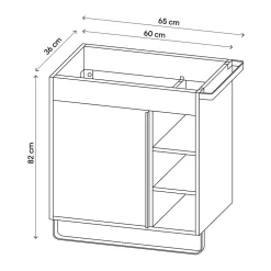 Meuble sous vasque faible profondeur à poser avec porte-serviettes blanc l.65 x H.82 x P.36 cm, GoodHome Maza