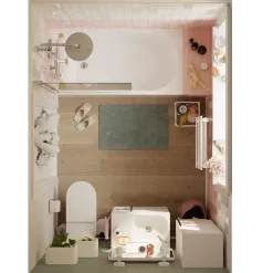Meuble sous vasque faible profondeur à poser avec porte-serviettes blanc l.65 x H.82 x P.36 cm, GoodHome Maza