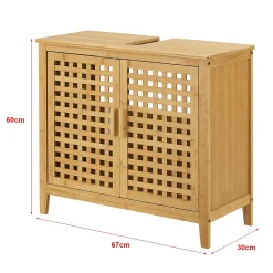 Meuble sous vasque Ingmarsö avec 2 portes en bambou 60 x 67 x 30 cm en.casa