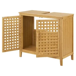 Meuble sous vasque Ingmarsö avec 2 portes en bambou 60 x 67 x 30 cm en.casa