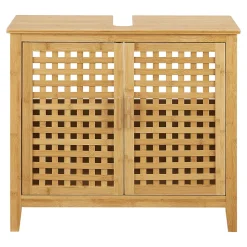 Meuble sous vasque Ingmarsö avec 2 portes en bambou 60 x 67 x 30 cm en.casa