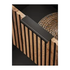 Meuble sous vasque KINOKO 2 tiroirs Finition lattes bois naturel et noir L100 x P46 x H57 cm Meuble suspendu