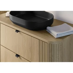Meuble sous vasque KORI 100 cm chene clair 2 tiroirs suspendus