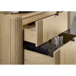 Meuble sous vasque KORI 100 cm chene clair 2 tiroirs suspendus