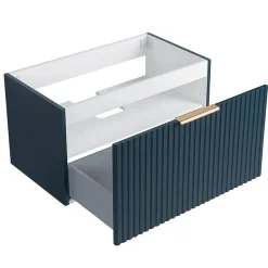 Meuble sous vasque prémonté 1 tiroir bleu 80 cm STRIA - bain-bain
