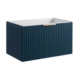Meuble sous vasque prémonté 1 tiroir bleu 80 cm STRIA - bain-bain