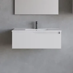 Meuble sous vasque seul, 1 tiroir, 80cm, simple vasque - blanc mat - CADIX