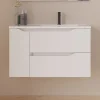 Meuble sous vasque seul, 2 tiroirs et 1 porte, 80cm, vasque déportée droite - blanc mat - ZARZA