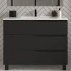 Meuble sous vasque seul, 3 tiroirs, 80cm, simple vasque - noir - MATA