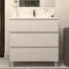 Meuble sous vasque seul, 3 tiroirs, 60cm, simple vasque - blanc brillant - MAYOR