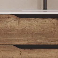 Meuble sous vasque seul, 2 tiroirs et 1 porte, 80cm, vasque centrée - tabaco (bois foncé) - ZARZA