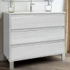Meuble sous vasque seul, 3 tiroirs, 100cm, simple vasque - hibernian (bois blanchi) - TIRIS
