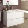 Meuble sous vasque seul, 2 tiroirs, 60cm, simple vasque - blanc laqué - BALEA